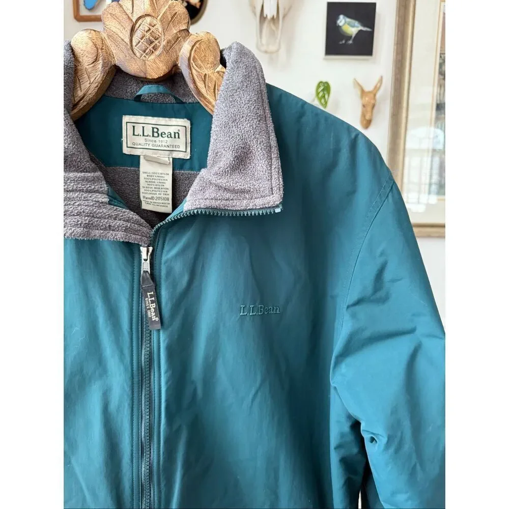 Vintage 90s LL Bean Men's Green Fleece Lined Bomber Jacket Item ID 205108 L Tall